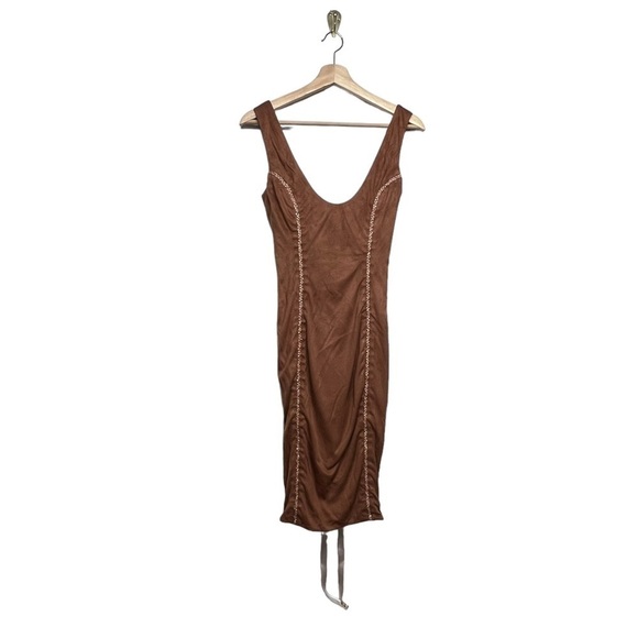 NWT HOUSE OF CB Alanis Cooper Vegan Suede Sleeveless Dress XS - Picture 8 of 12